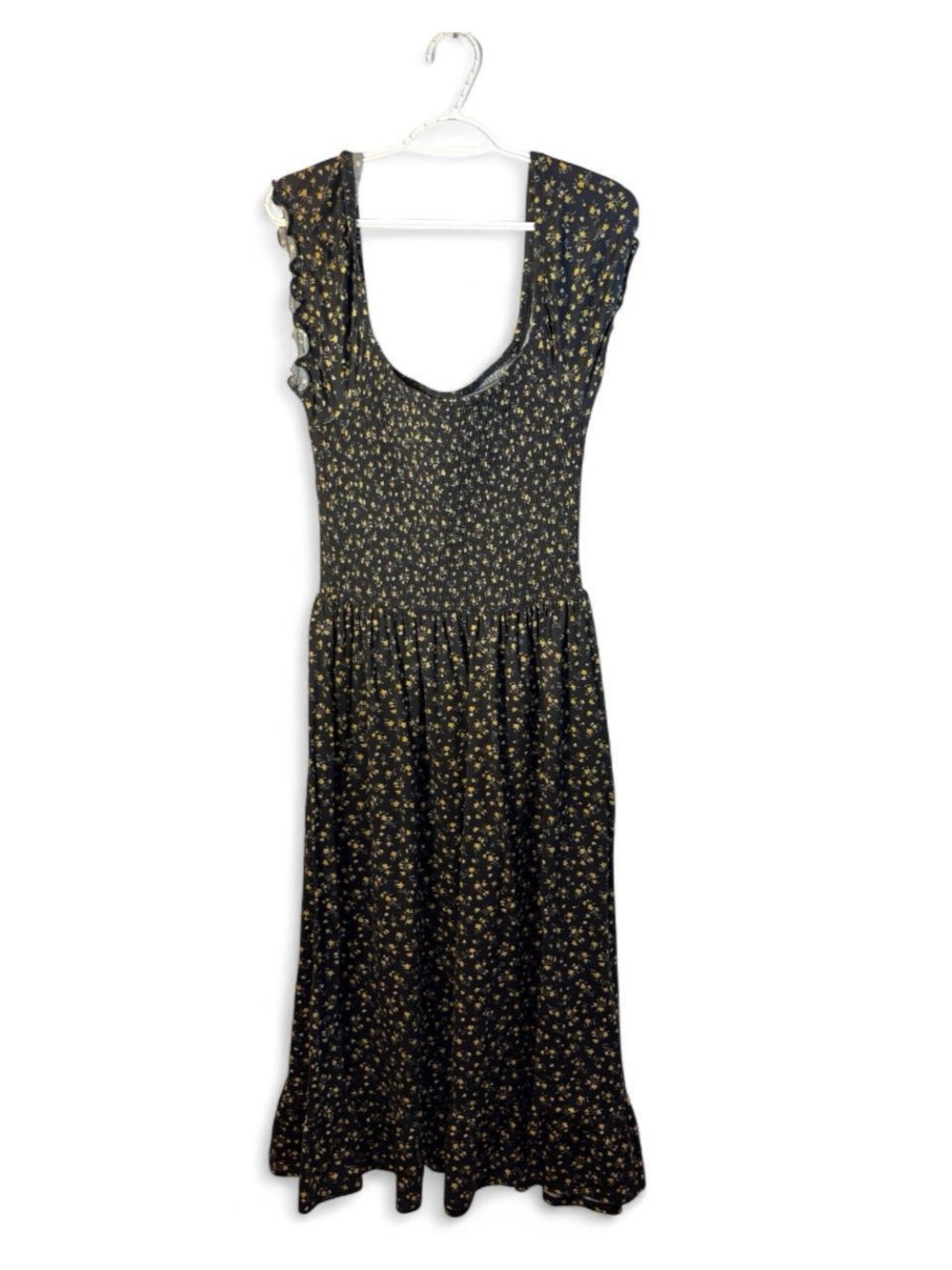 Urban Outfitters Black Floral Puff-Sleeve Midi Dress - Picture 2 of 8